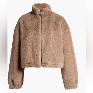 Rebecca Minkoff Brown Teddy Faux Fur Cropped Jacket